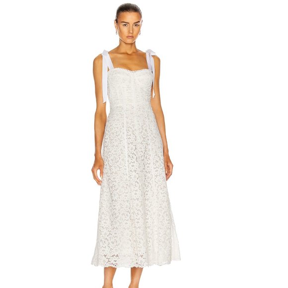 Jonathan Simkhai Lace Bustier Midi Dress Size 6 - Picture 1 of 15